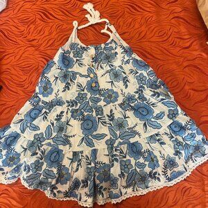 HAUTE HIPPIE KIDS  Blue and White, Fully Lined Cotton Floral Sundress  Size 3T